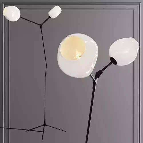 Branching Bubble Floor Light Oil-rubbed Bronze and White Glass