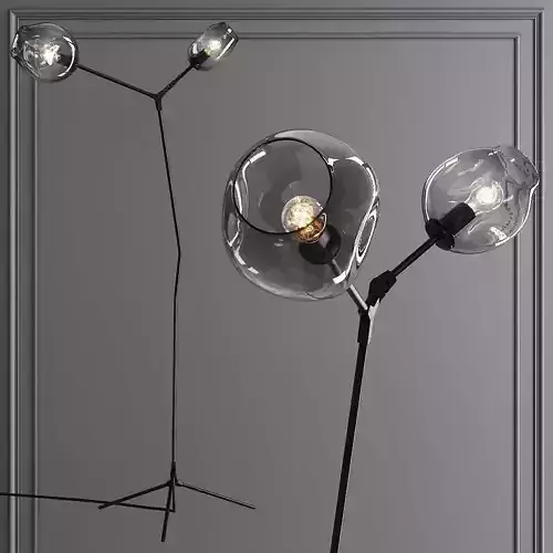 Branching Bubble Floor Light Oil-rubbed Bronze and Gray Glass