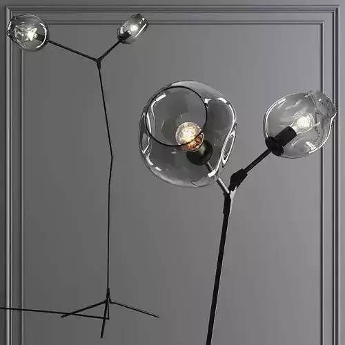 Branching Bubble Floor Light Bronze and Dark Green Glass