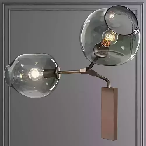Branching Bubble Sconce Vintage Brass and Dark Green Glass