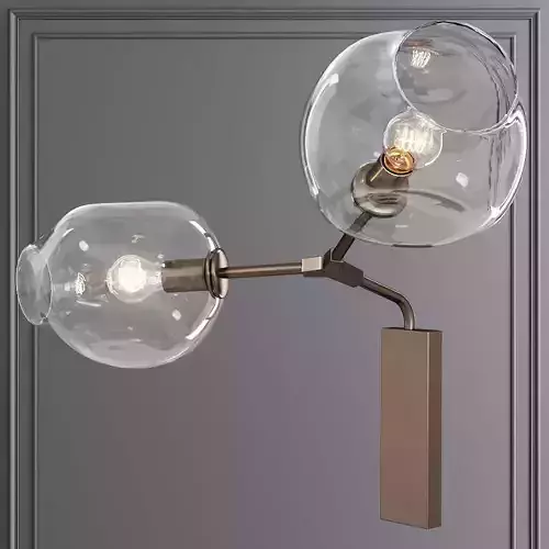 Branching Bubble Sconce Vintage Brass and Clear Glass