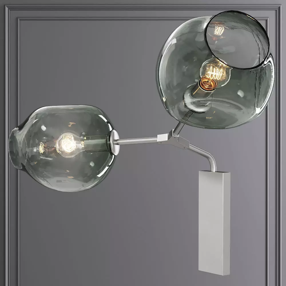 Branching Bubble Sconce Satin Nickel and Dark Green Glass 3D model_0