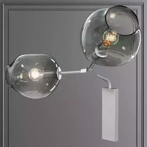 Branching Bubble Sconce Satin Nickel and Dark Green Glass