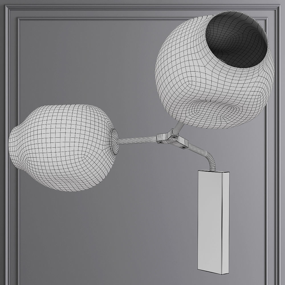 Branching Bubble Sconce Satin Nickel and Dark Green Glass 3D model_1