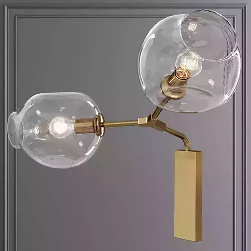 Branching Bubble Sconce Brushed Brass and Clear Glass