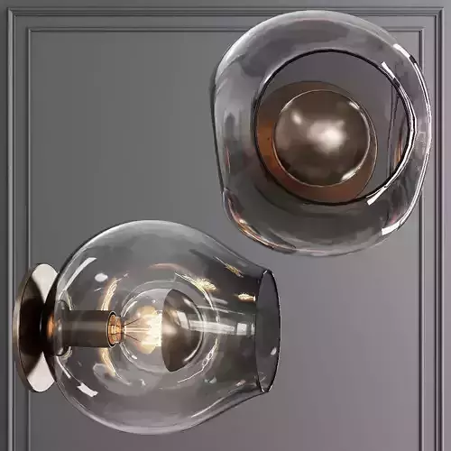 Bubble Sconce Vintage Brass and Gray Glass
