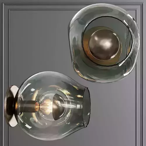 Bubble Sconce Vintage Brass and Dark Green Glass
