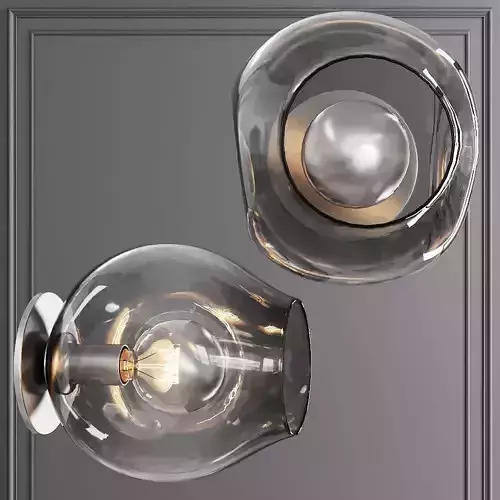 Bubble Sconce Satin Nickel and Gray Glass