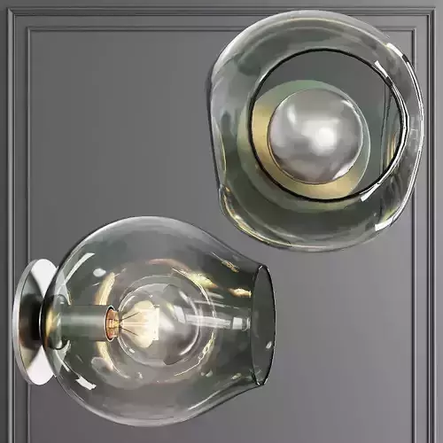 Bubble Sconce Satin Nickel and Dark Green Glass