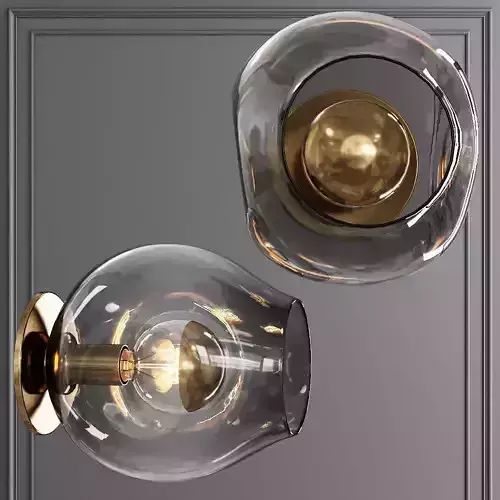 Bubble Sconce Brushed Brass and Gray Glass