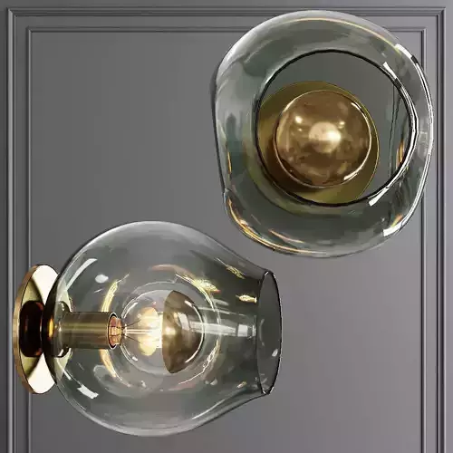 Bubble Sconce Brushed Brass and Dark Green Glass