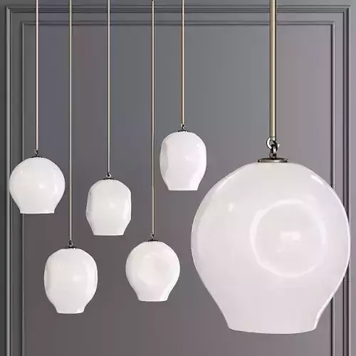 Large Bubble Pendant Vintage Brass and White Glass