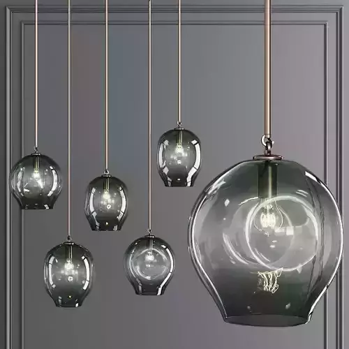 Large Bubble Pendant Vintage Brass and Dark Green Glass