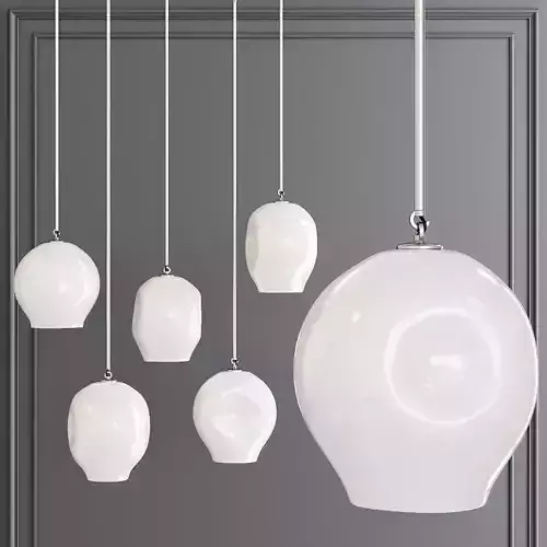 Large Bubble Pendant Satin Nickel and White Glass