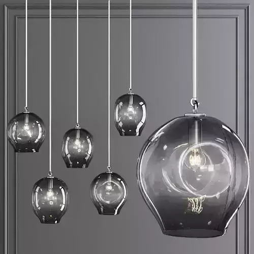Large Bubble Pendant Satin Nickel and Gray Glass