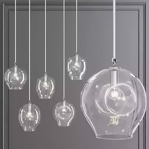 Large Bubble Pendant Satin Nickel and Clear Glass