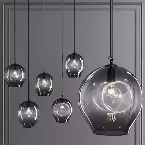 Large Bubble Pendant Oil-rubbed Bronze and Gray Glass