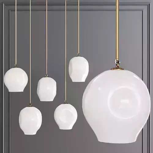Large Bubble Pendant Brushed Brass and White Glass