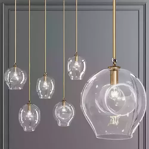 Large Bubble Pendant Brushed Brass and Clear Glass