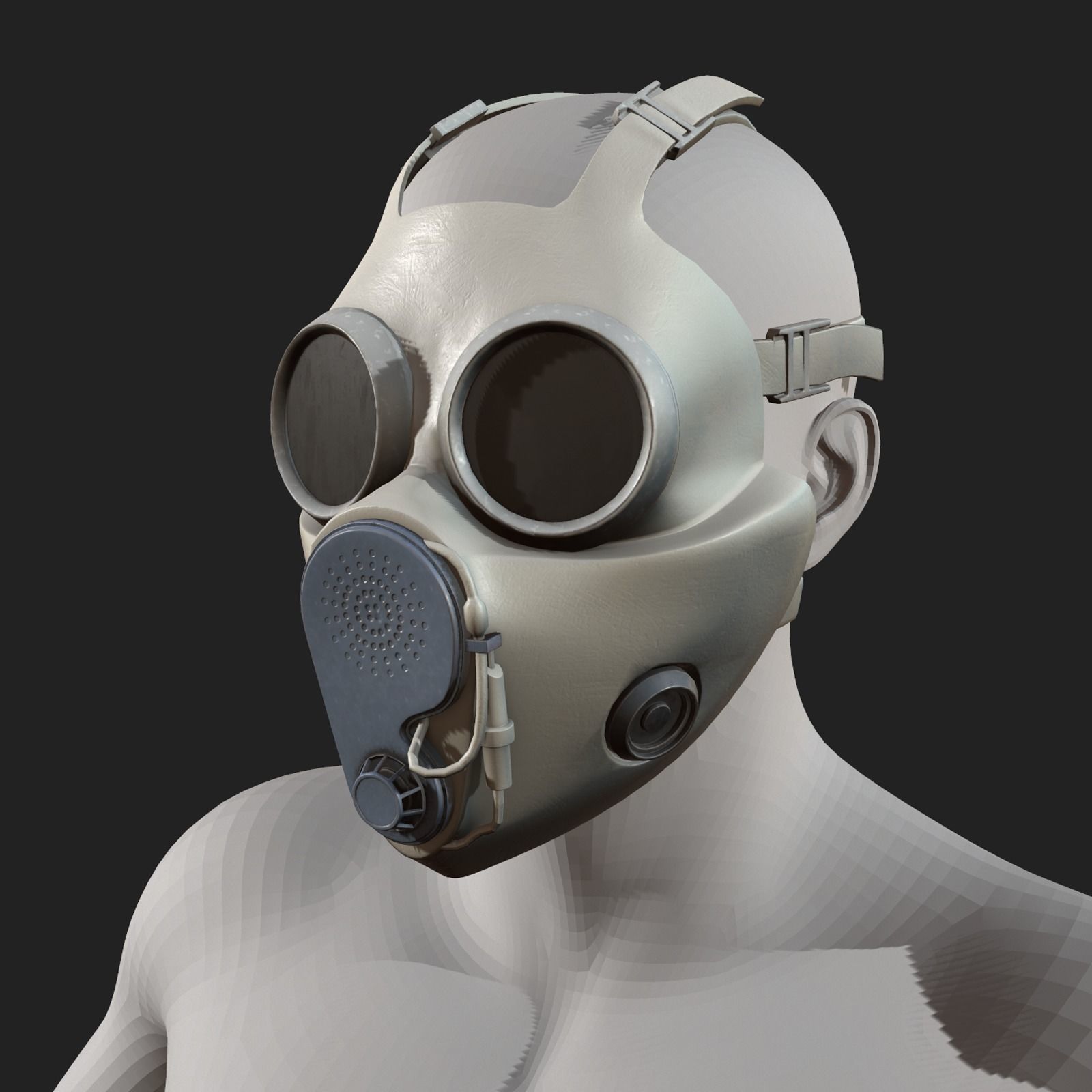 Gas mask protection pollution fantasy scifi military helmet  Low-poly 3D model_8