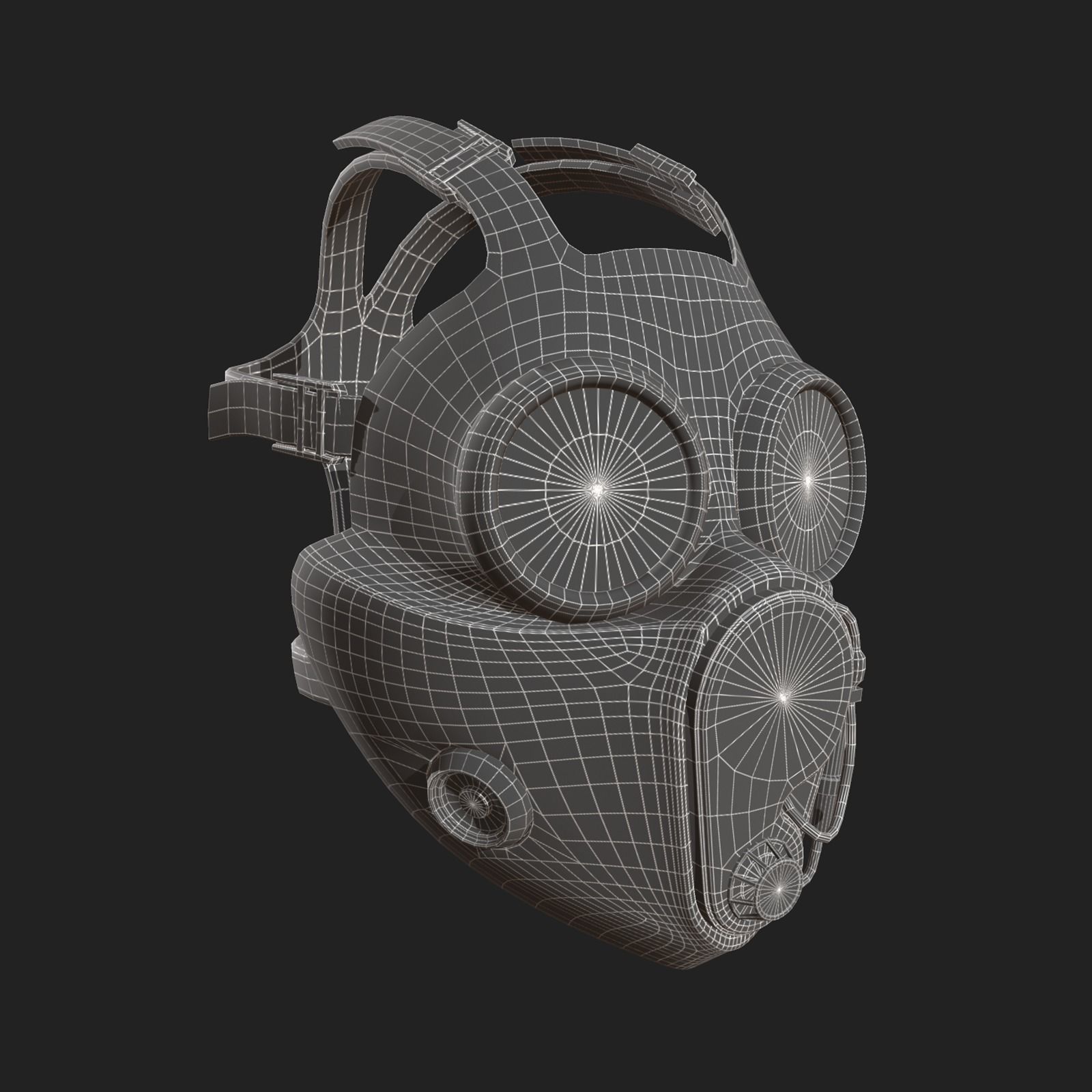 Gas mask protection pollution fantasy scifi military helmet  Low-poly 3D model_9