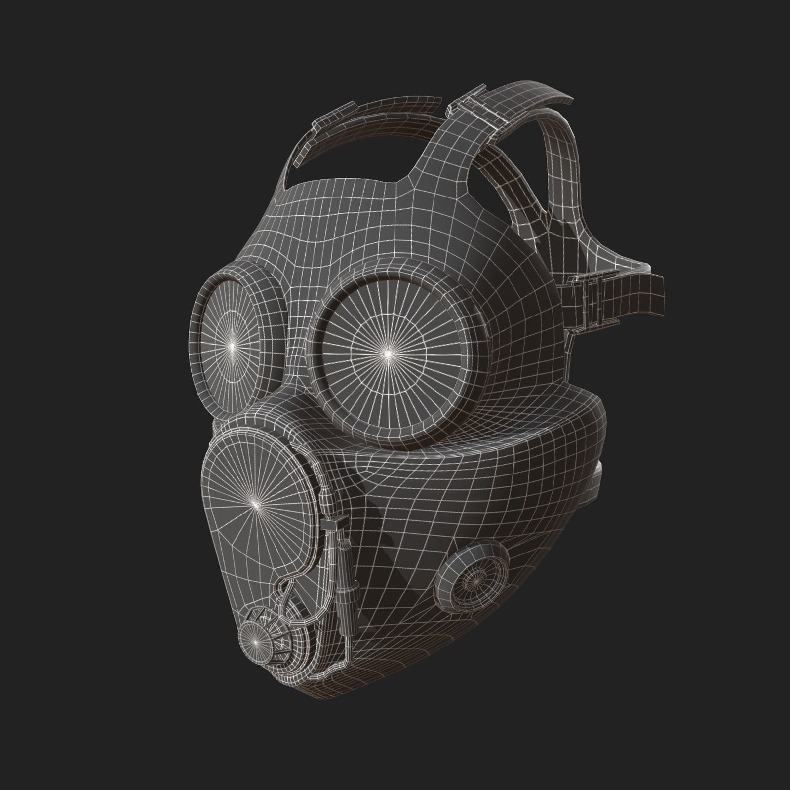 Gas mask protection pollution fantasy scifi military helmet  Low-poly 3D model_10