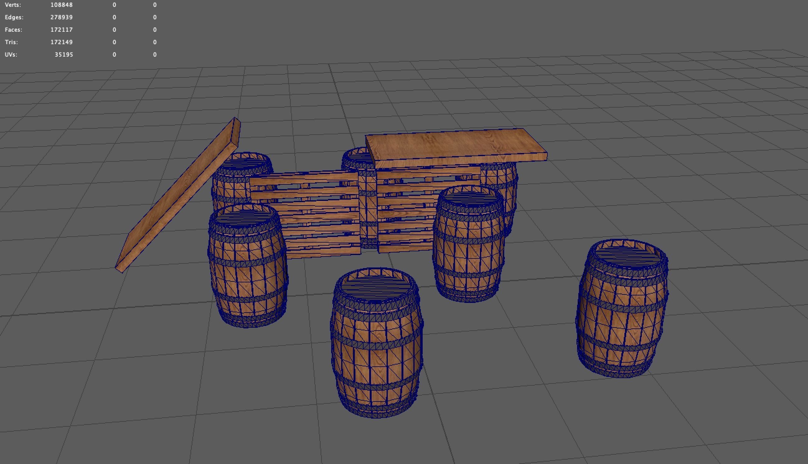 3D model Palette Bar with Barrels Low-poly 3D model_5