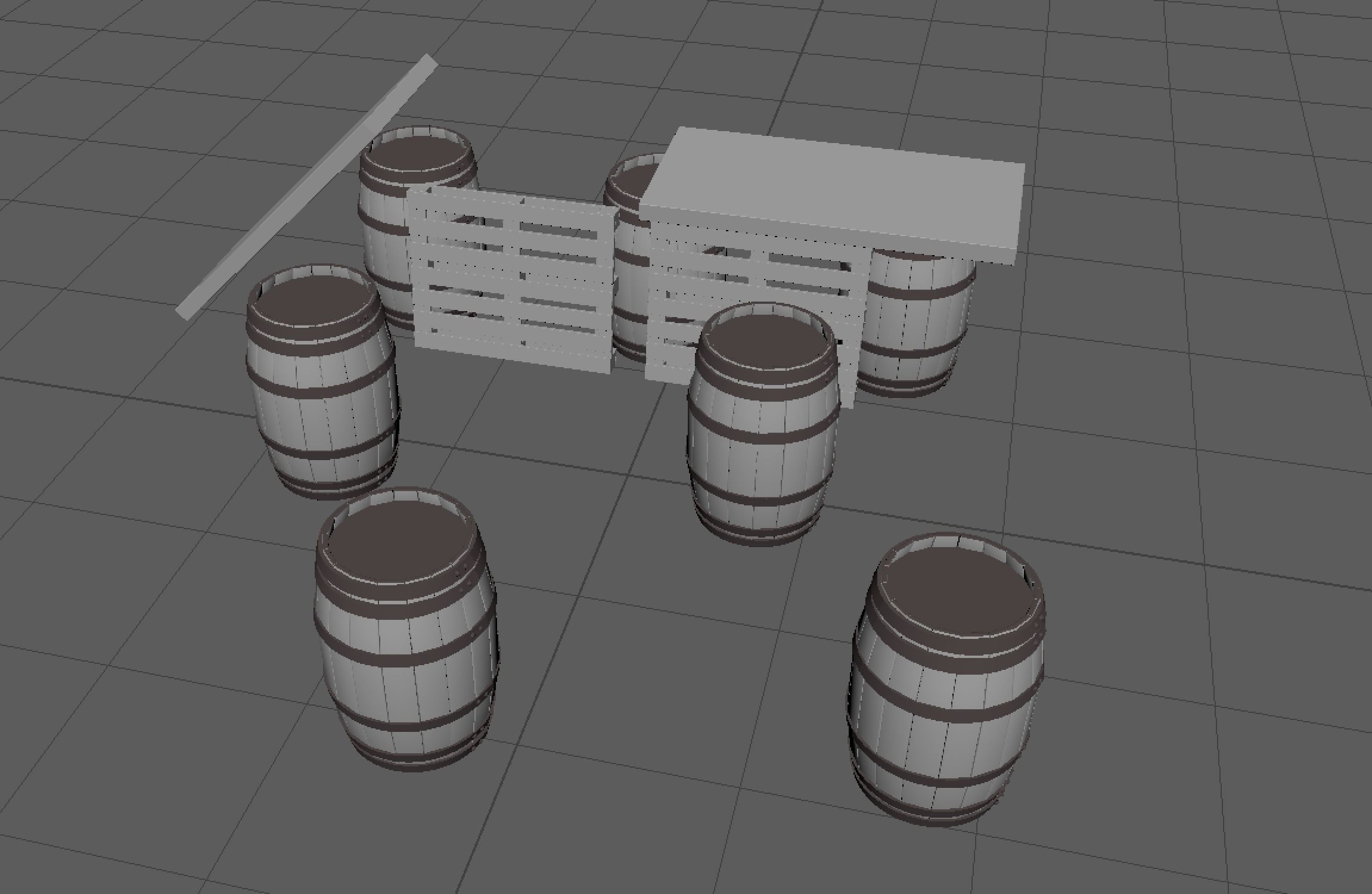 3D model Palette Bar with Barrels Low-poly 3D model_6