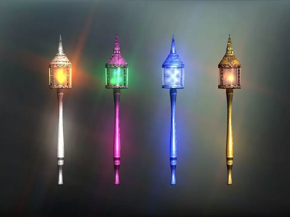 Lantern magic wands collection Low-poly 3D model