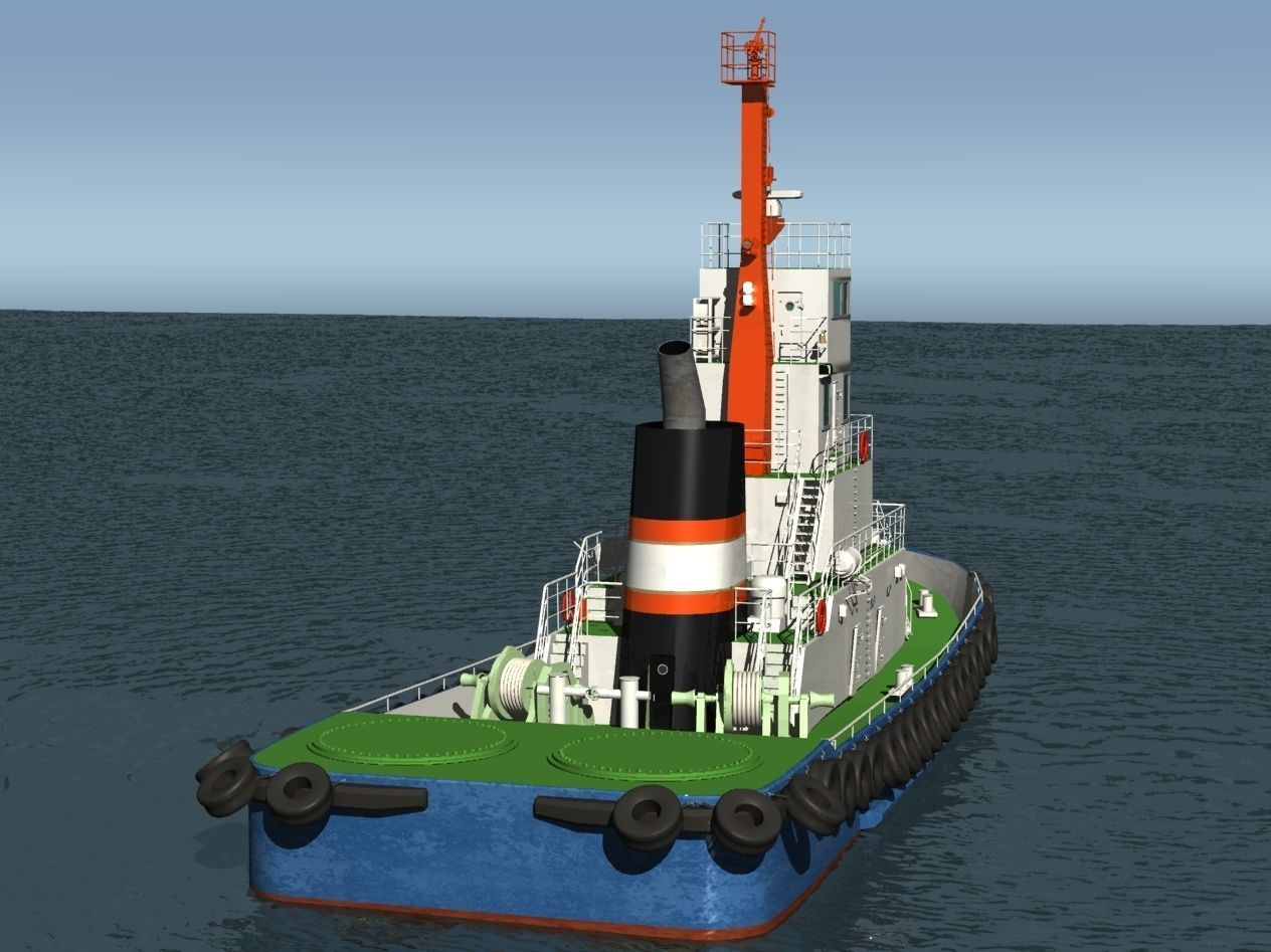 civilian tug boat 3D model_2