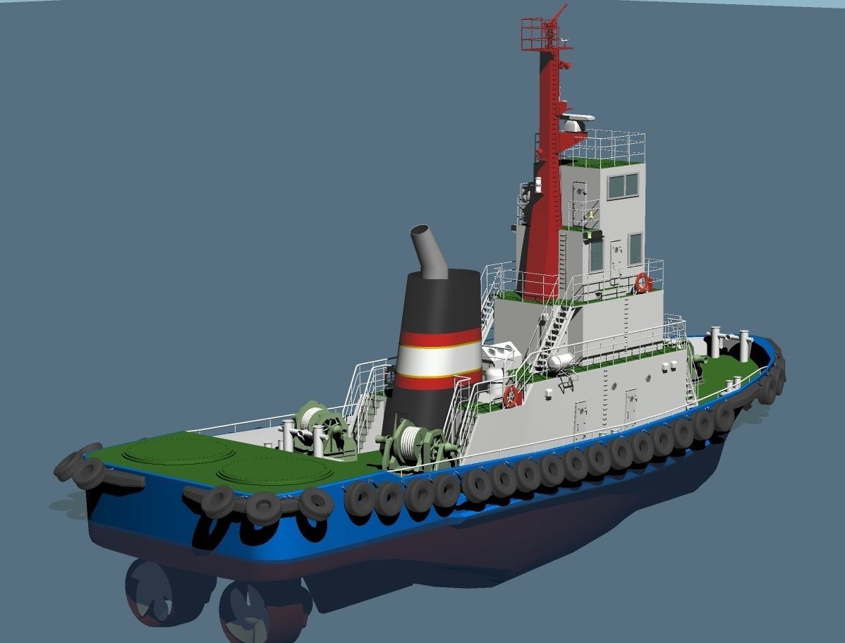 civilian tug boat 3D model_4