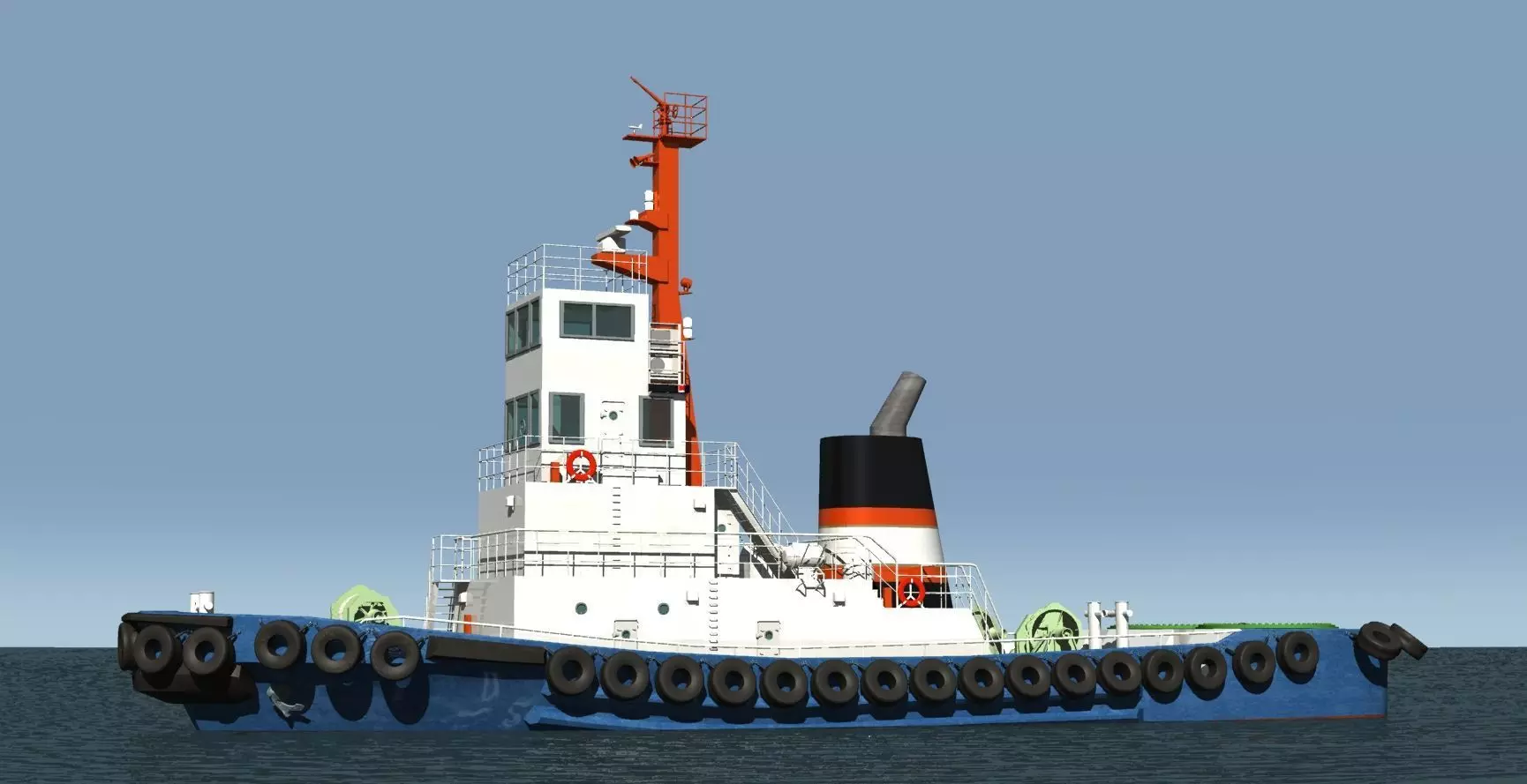 civilian tug boat 3D model_0