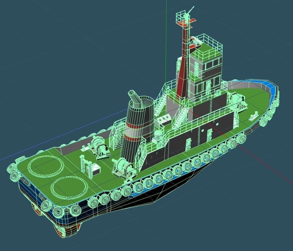 civilian tug boat 3D model_6
