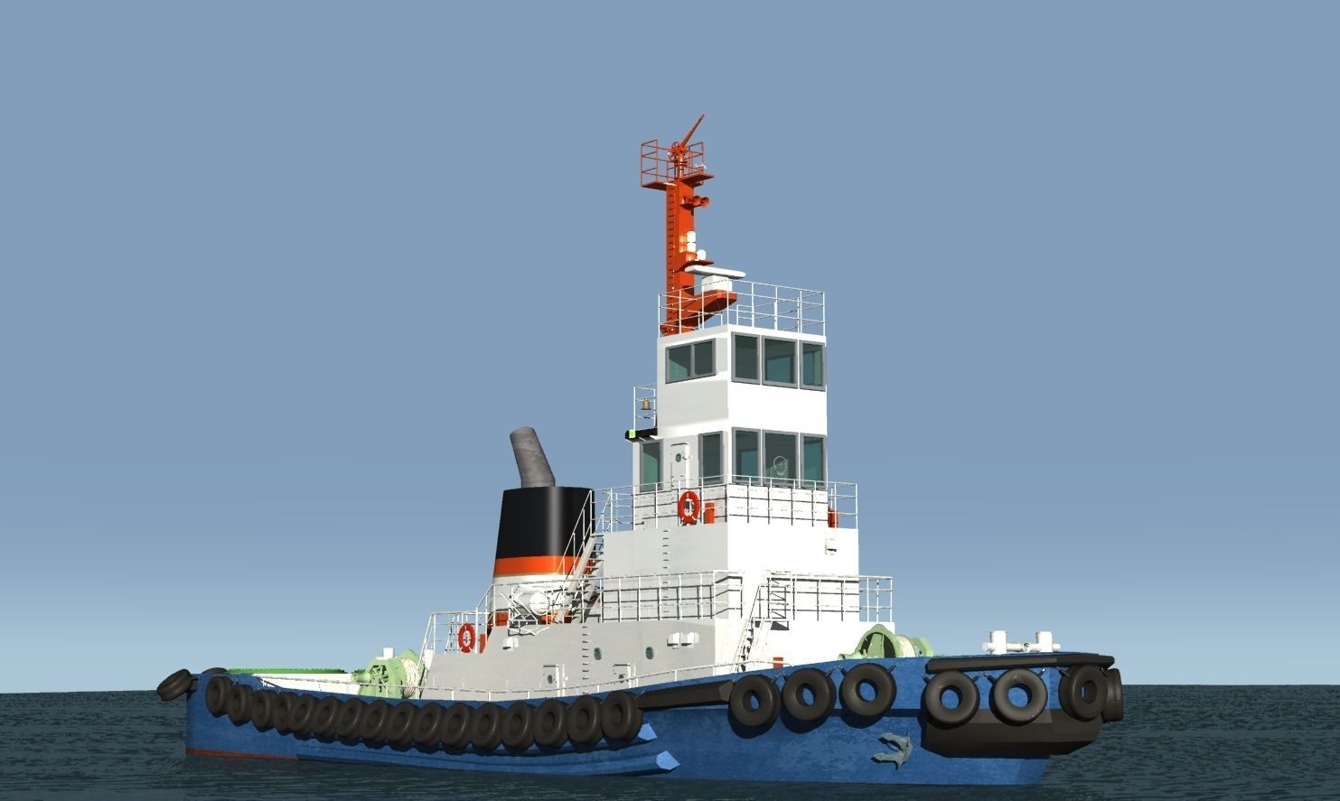 civilian tug boat 3D model_1