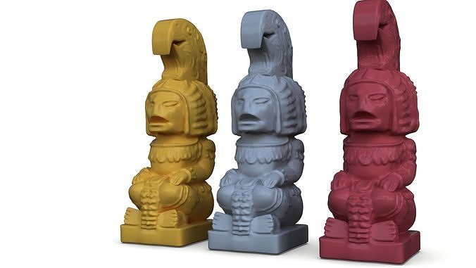 Mayan statue with parrot head stl for 3D print 3D print model