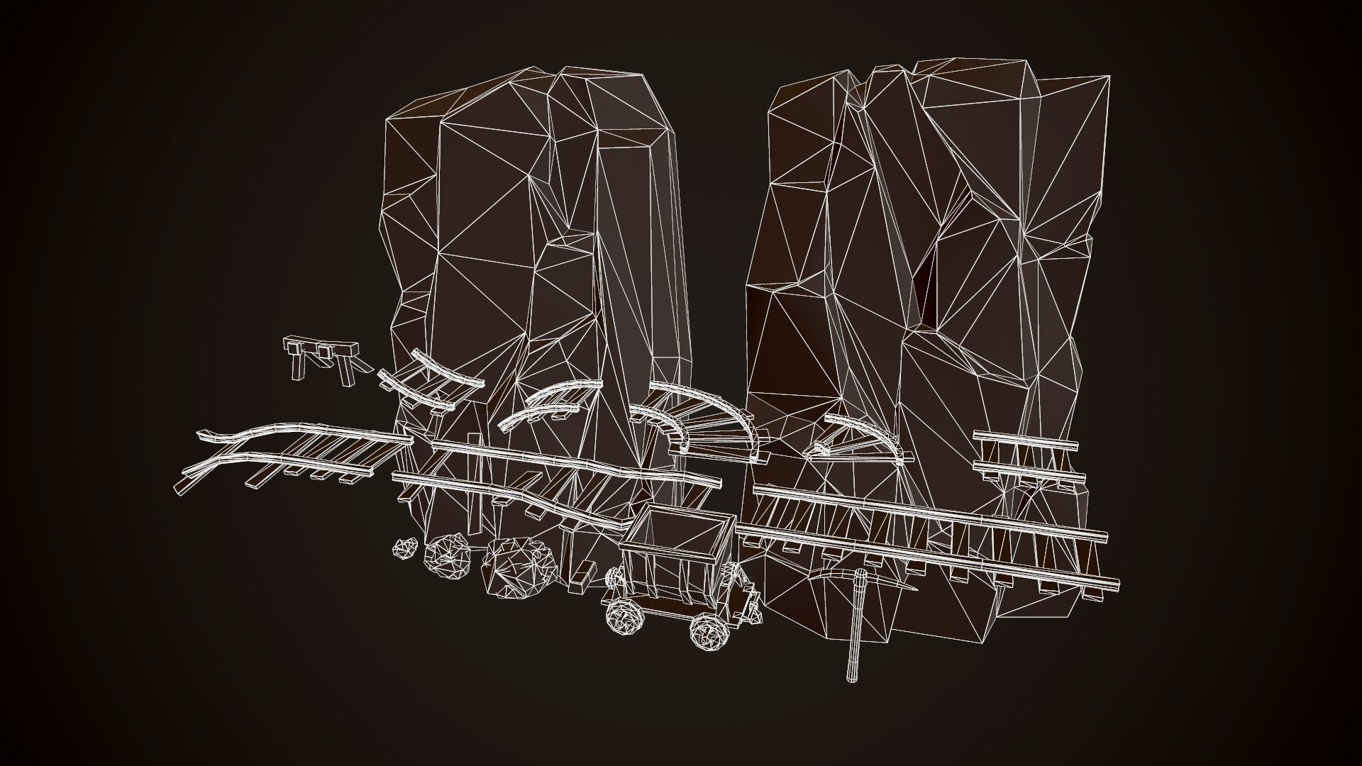 LowPoly MineAssets wheelbarrow Low-poly 3D model_2