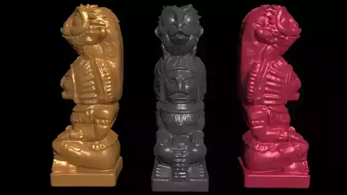 Mayan statue with monkey head stl 