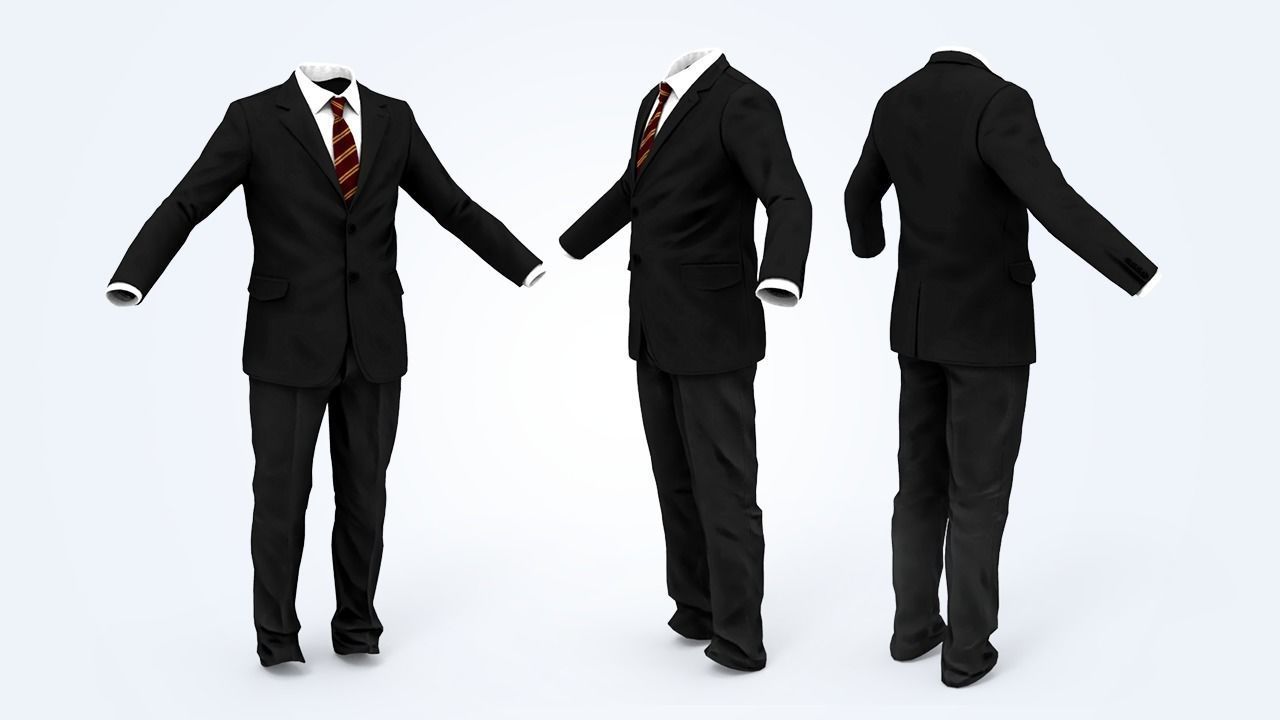 Business Suit Man Low-poly 3D model_6