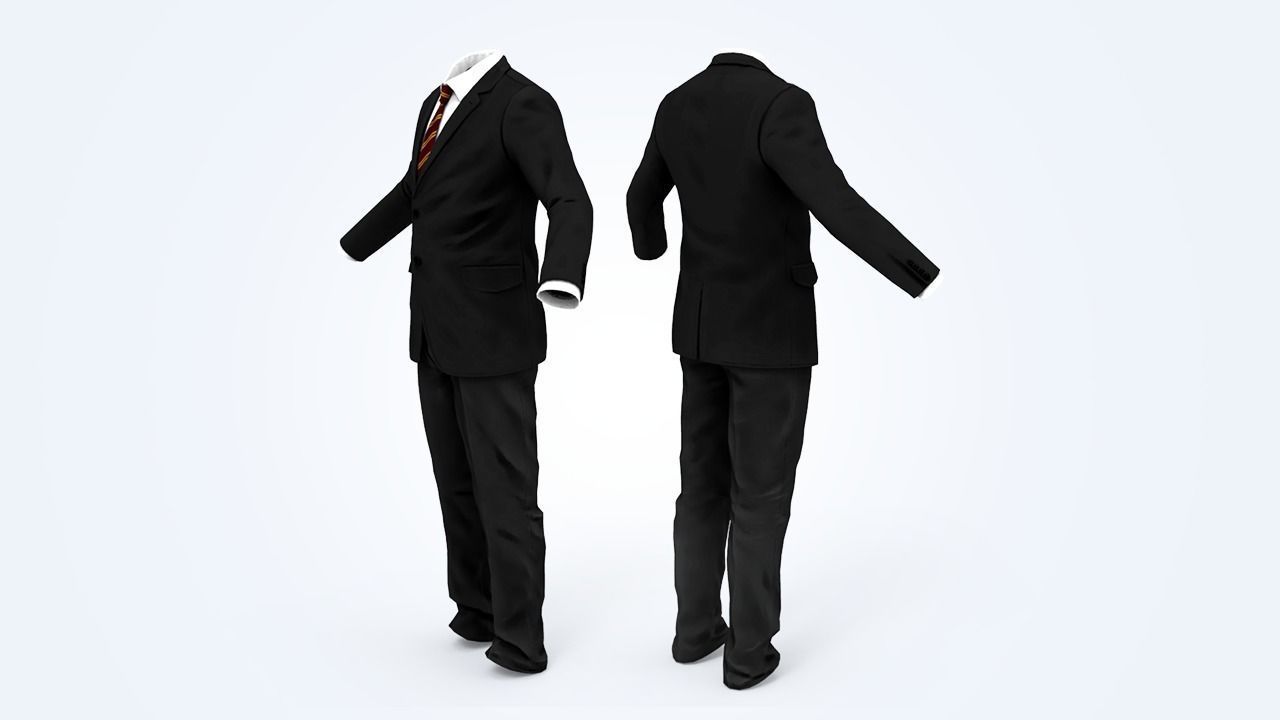 Business Suit Man Low-poly 3D model_5