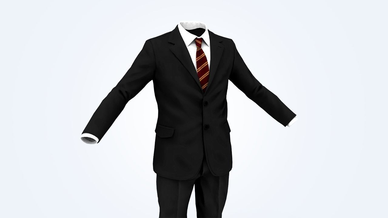 Business Suit Man Low-poly 3D model_7