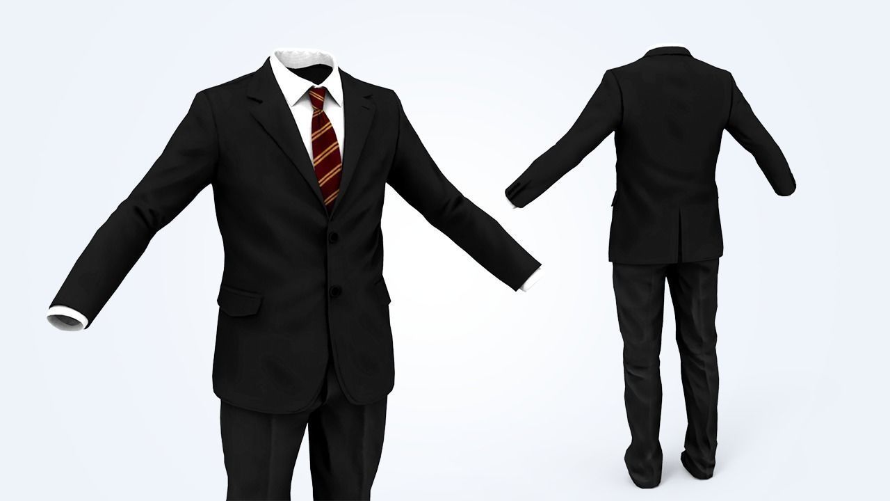 Business Suit Man Low-poly 3D model_1