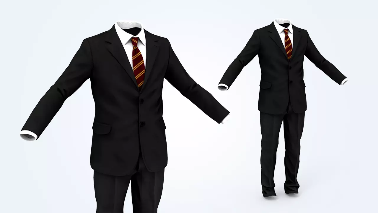 Business Suit Man Low-poly 3D model_0