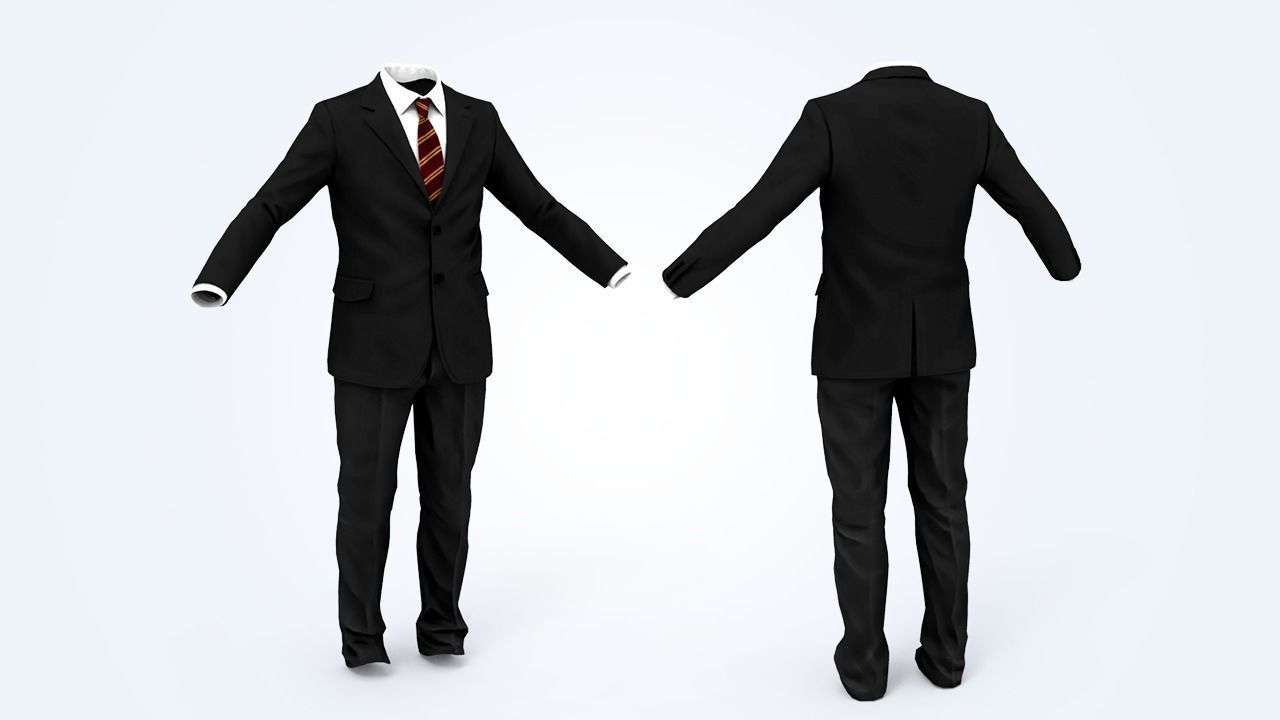 Business Suit Man Low-poly 3D model_3