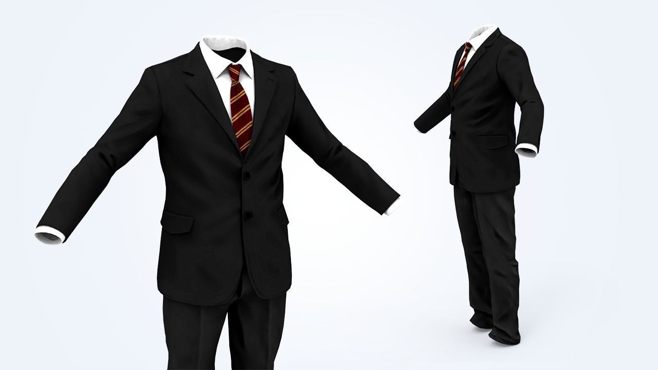 Business Suit Man Low-poly 3D model_2