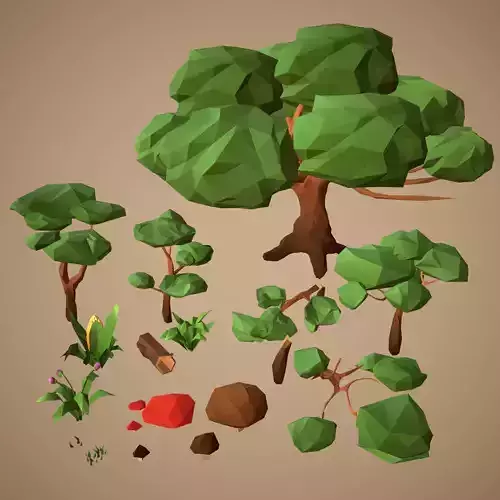 LowPoly NaturePack two pieces of wood