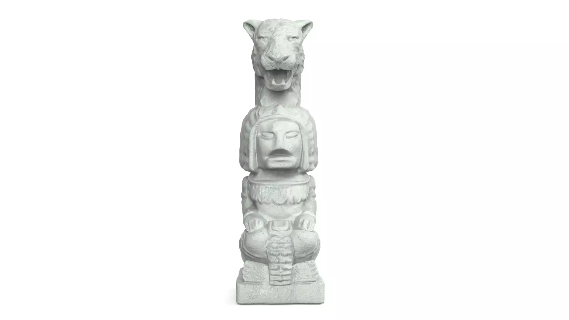 Mayan statue with jaguar head stl  3D print model_0