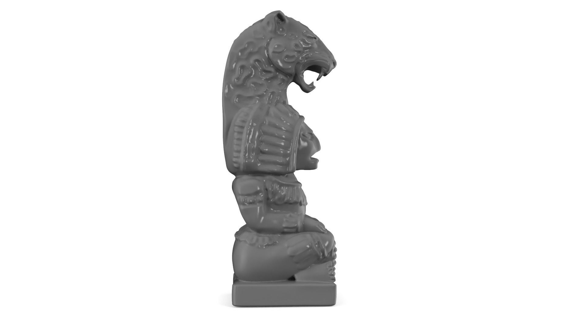 Mayan statue with jaguar head stl  3D print model_7