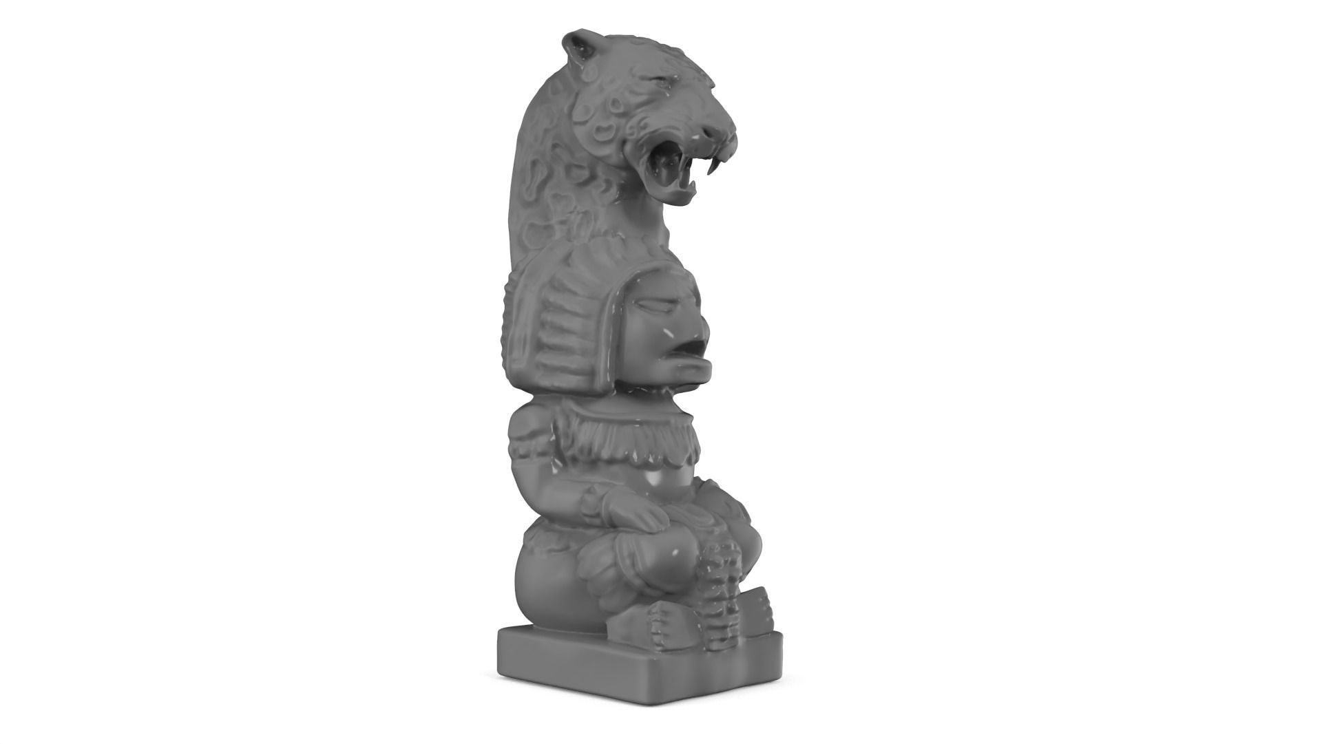 Mayan statue with jaguar head stl  3D print model_8
