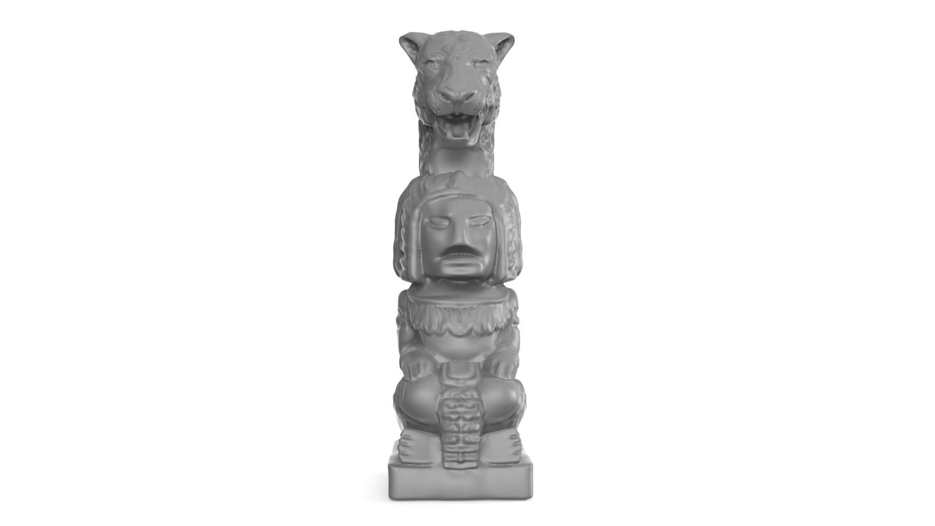 Mayan statue with jaguar head stl  3D print model_3