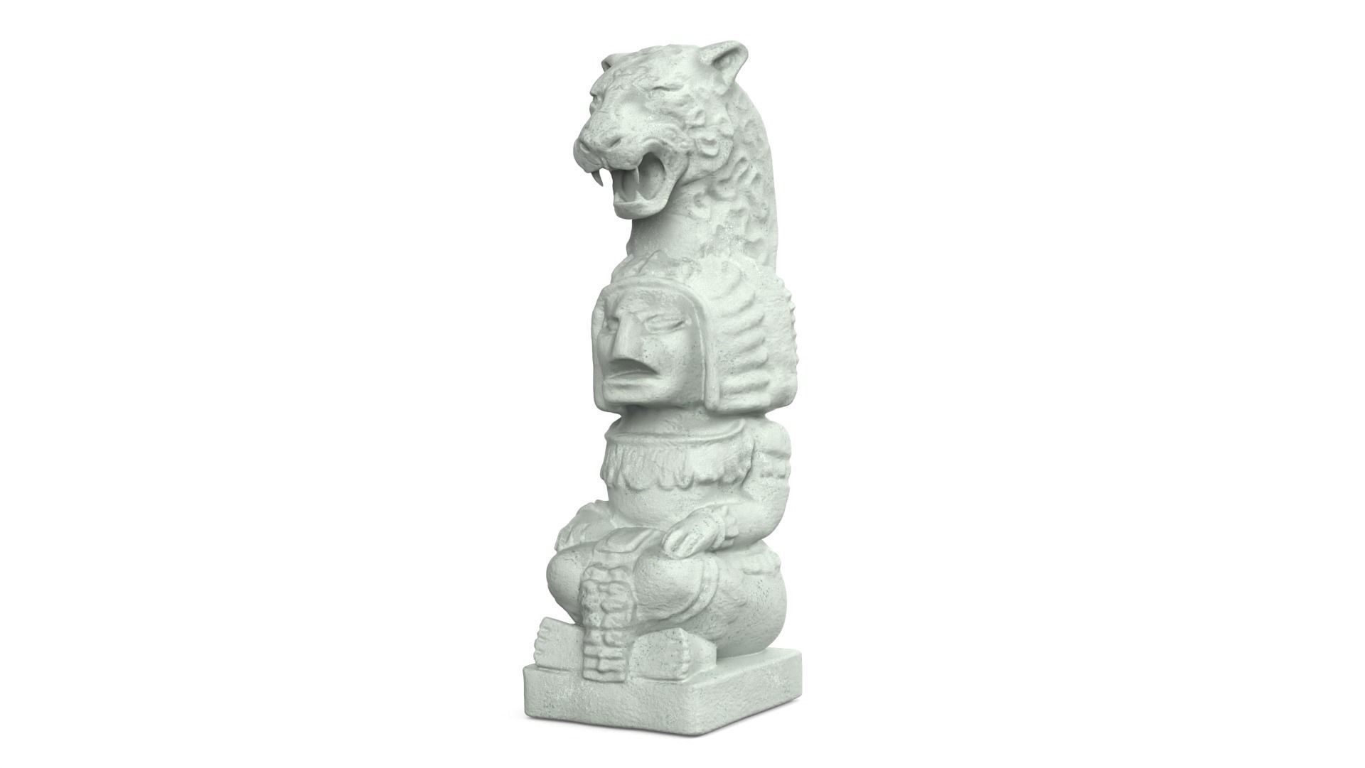 Mayan statue with jaguar head stl  3D print model_1